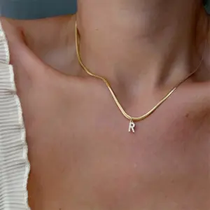 Wholesale Fashion Letter Titanium Steel Inlay Zircon Pendant Necklace