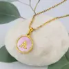 Wholesale Jewelry Simple Style Letter Titanium Steel Shell 18K Gold Plated Plating Inlaid Shell Necklace
