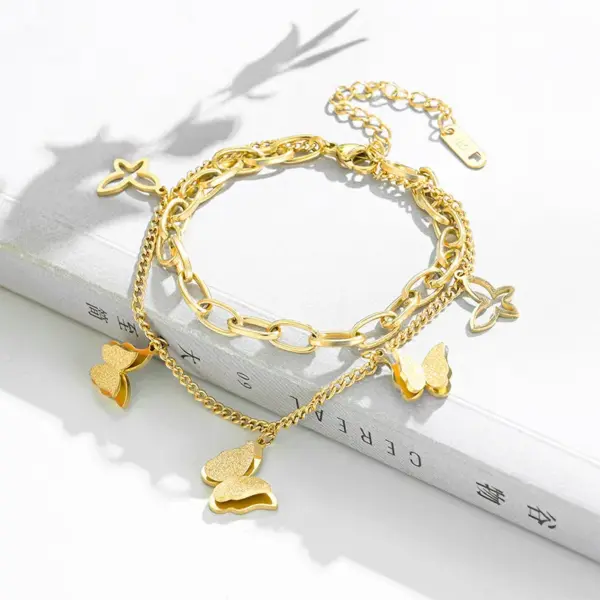 Wholesale PVD Coated 18K Gold Plated Geometric 304 Stainless Steel Waterproof Non Tarnish 304 Stainless Steel Bracelets