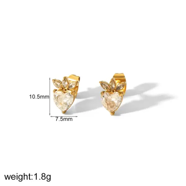Wholesale PVD Coated Real Gold Plated 18K Gold Heart Shape Flower Butterfly 304 Stainless Steel IG Style Sweet Waterproof Non Tarnish Ear Studs