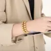 Wholesale PVD Coated 18K Gold Plated Geometric Stainless Steel Casual Simple Style Waterproof Non Tarnish Bracelets