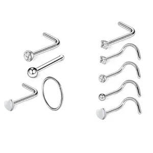 Silver / Nose Ring-9 Pieces