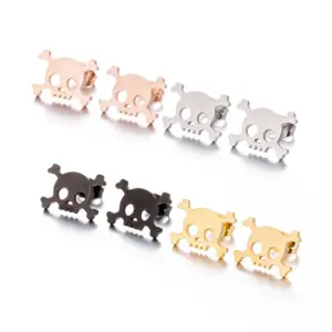 Wholesale PVD Coated Real Gold Plated Skull Stainless Steel Simple Style Waterproof Non Tarnish Ear Studs