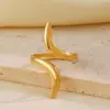 Wholesale PVD Coated 18K Gold Plated Lines 304 Stainless Steel IG Style Simple Style Waterproof Non Tarnish Open Rings