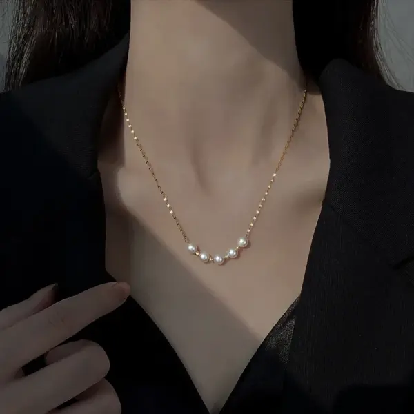 Wholesale PVD Coated Real Gold Plated 18K Gold Solid Color 304 Stainless Steel Sweet Waterproof Non Tarnish 304 Stainless Steel Necklace