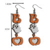 Wholesale Halloween Theme Wooden Earrings Funny Cartoon Ghost Pumpkin Skull Long Pendant Party Decoration Earrings
