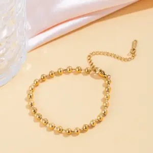 【XKB0040】Round Bead Chain Bracelet / Gold