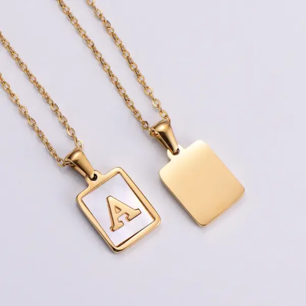 PVD Coated 18K Gold Plated Letter 304 Stainless Steel Simple Style Waterproof Non Tarnish 304 Stainless Steel Pendant Necklace