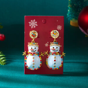 Colored diamond snowman earrings