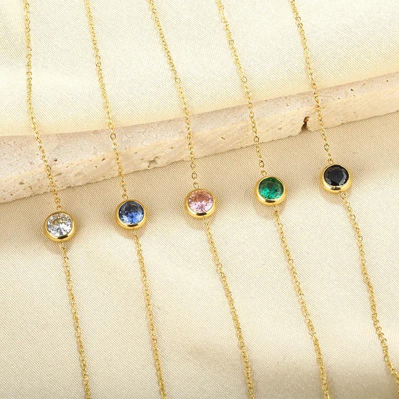 Wholesale PVD Coated Round 304 Stainless Steel Simple Style Shiny Waterproof Non Tarnish Bracelets