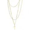 Wholesale Vacuum Plating Real Gold Plated 14K Gold Gold Plating Silver Plated Cross 304 Stainless Steel Fashion Waterproof Non Tarnish Titanium Steel Necklace