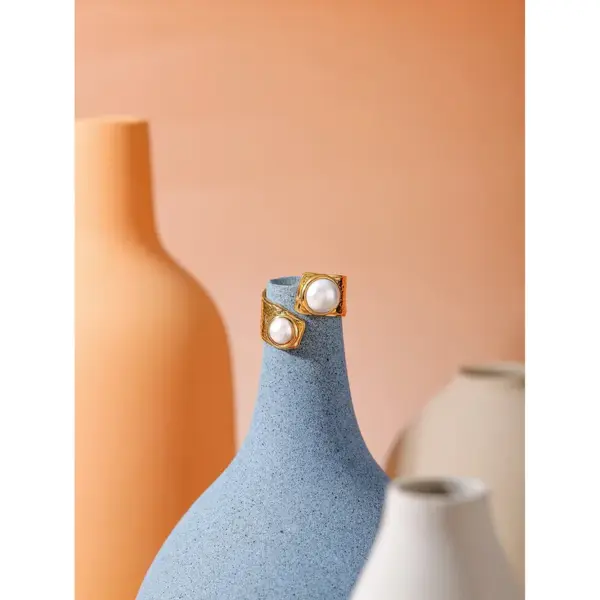 304 Stainless Steel Geometric PVD Coated 18K Real Gold Plated Real Gold Plated Sweet Waterproof Non Tarnish Plating Rings