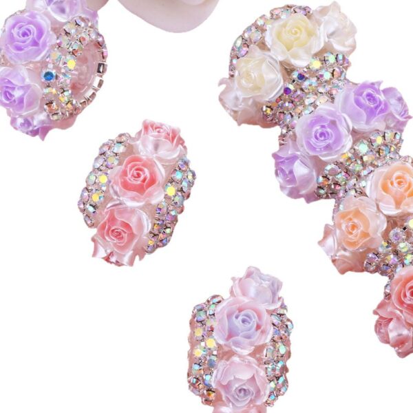 Wholesale 3D simulation rose drill chain flat bead flower ball can wear straight hole beads DIY mobile phone chain key chain bag chain accessories