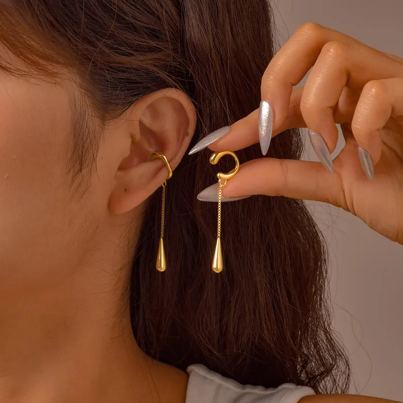 Wholesale 1 Piece Elegant Vintage Style Simple Style Water Droplets 201 Stainless Steel Ear Cuffs
