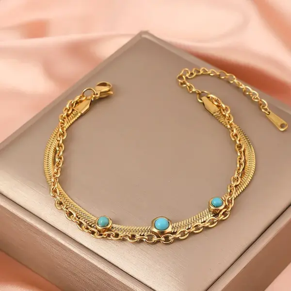 Elegant Modern Style Round Devil's Eye Star Titanium Steel Cable Chain Twisted Rope Chain Snake Chain Bracelets In Bulk