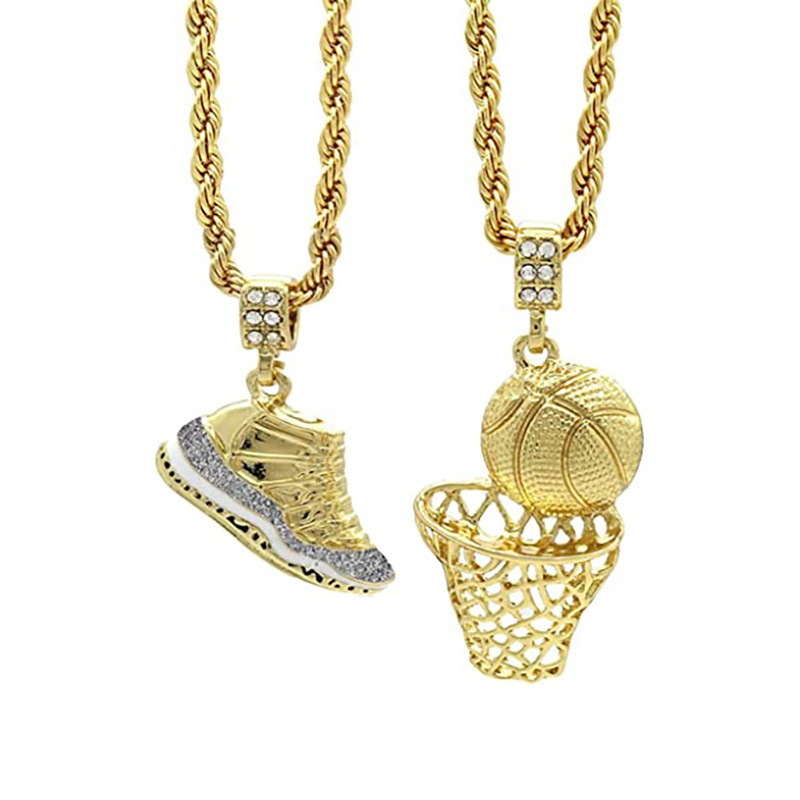 Wholesale Basketball hip-hop men's aessories retro necklace