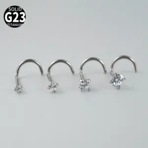 Wholesale 1 Piece Nose Rings & Studs Casual Hawaiian Tropical Geometric G23 Titanium Inlay Zircon Nose Rings & Studs Nose Pin