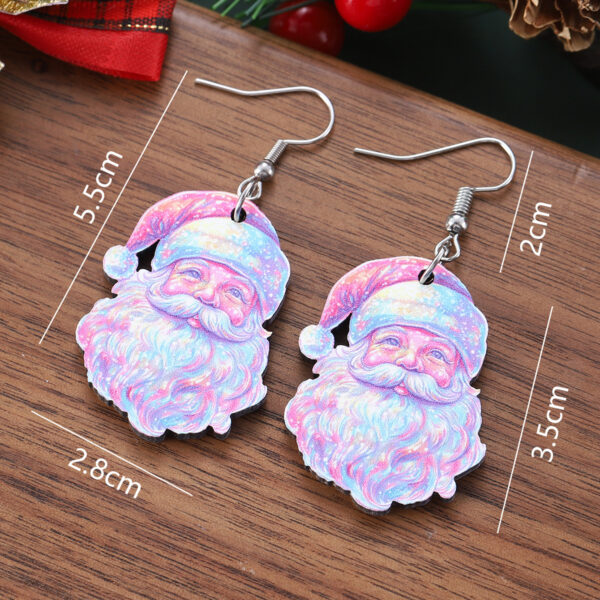 oly-13fe137571c6d04b9963e6c7da58ea5e Wholesale Christmas Y2K Colorful Pendant Earrings Wooden Double-sided Christmas Earrings Gift
