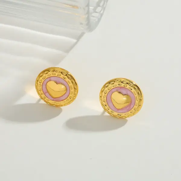 Wholesale Geometric Heart Shaped Stainless Steel 18K Gold Plated Earrings Fashionable Casual Elegant Cute Polished Finish For All Seasons