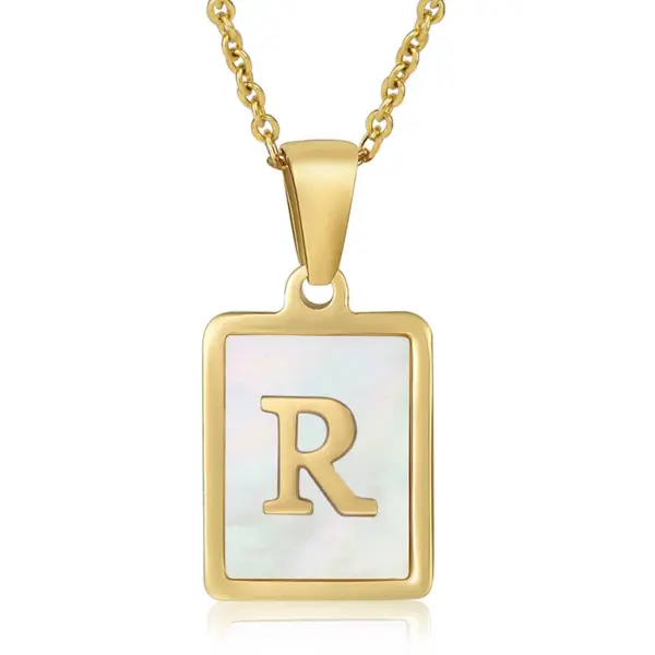 304 Stainless Steel Letter PVD Coated Acrylic 18K Real Gold Plated Simple Style Waterproof Non Tarnish Plating Cable Chain Necklace