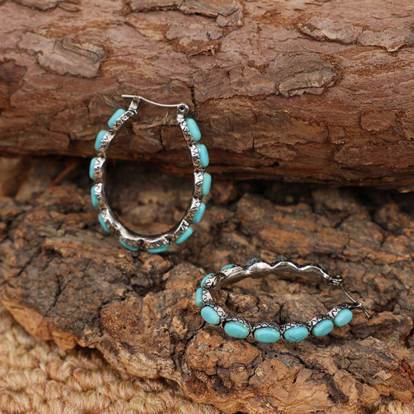 Wholesale Western Style Turquoise Earrings Personalized Ethnic Style Turquoise Earrings