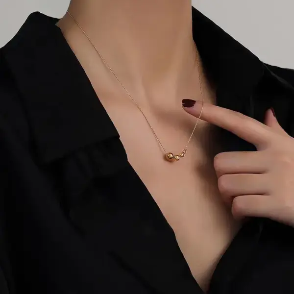 Wholesale PVD Coated Real Gold Plated 18K Gold Solid Color 304 Stainless Steel Simple Style Waterproof Non Tarnish 304 Stainless Steel Necklace