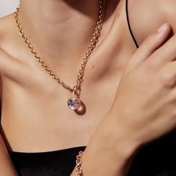 Wholesale Jewelry Shiny Water Droplets Red Heart Copper Zircon Gold Plated Twisted Rope Chain Pendant Necklace