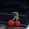 Wholesale Creative Cute Cherry Rhinestone Car Keychain Women's Bag Accessories Fruit Shape Pendant Small Gift Gift Accessories
