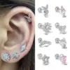 Wholesale 1 Piece Ear Cartilage Rings & Studs Simple Style Solid Color Brass Plating Inlay Zircon Ear Cartilage Rings & Studs