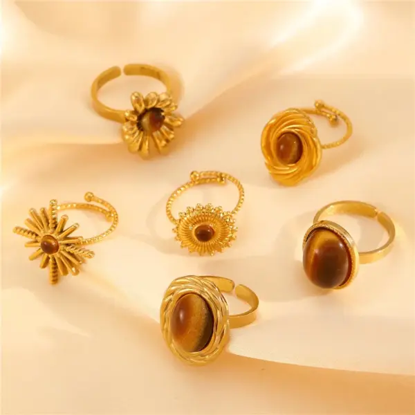 Wholesale 304 Stainless Steel Geometric Starfish Heart Shape Long-Lasting Plated Ion Plating (IP) K Gold Plated IG Style Shiny Waterproof Non Tarnish Surgical Steel Plating Open Rings