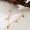 Wholesale Copper 14K Gold Plated Inlay Crown Mermaid Zircon Pendant Necklace