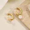 Wholesale Elegant Polished Plated C-Shape Pearl Resin Water Diamond Round Rectangle Acrylic Earrings Women Casual Holiday Style Jewelry