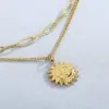 Wholesale PVD Coated 18K Gold Plated Sun Titanium Steel Fashion Waterproof Non Tarnish 304 Stainless Steel Necklace
