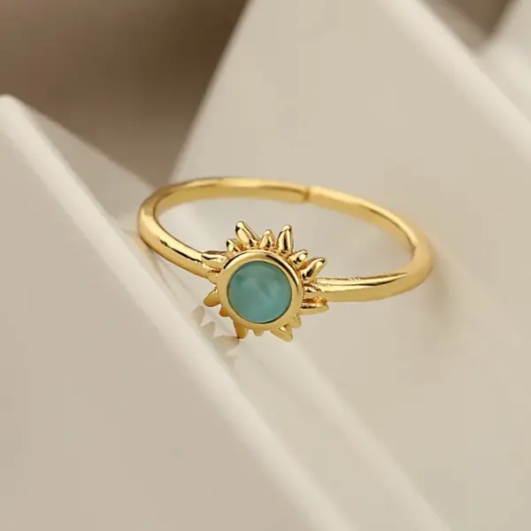 Wholesale Jewelry Retro Sun Brass Cat's Eye Stone Inlay Open Rings