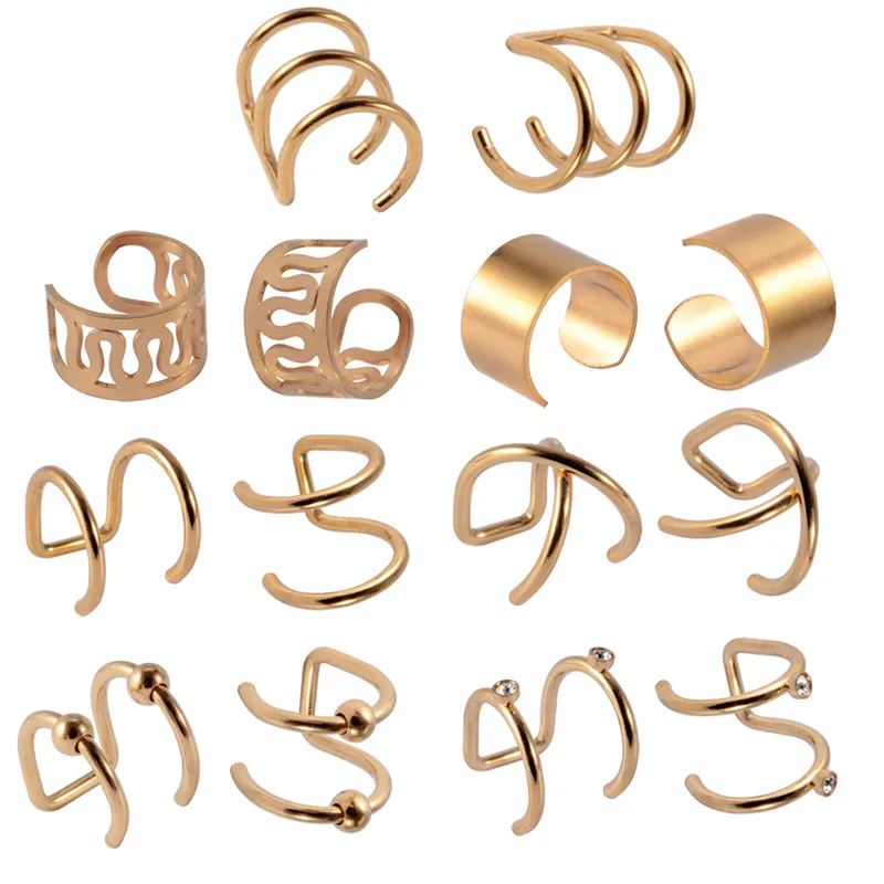 Wholesale 304 Stainless Steel Solid Color Ion Plating (IP) Stone-Free 18K Gold Plated Casual Vacation Tropical Waterproof Non Tarnish lishing Gold Ste