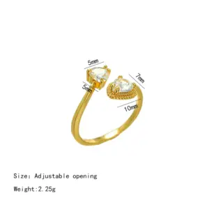 J111 Golden Big Head Diamond Heart