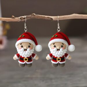 oly-142266de10a9d665f6ba8afe2dc50add Wholesale Acrylic Knitted Festive Santa Pendant Earrings Cute Personality Holiday