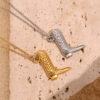 Wholesale European and American Ins Fashion Elegant Personality Creative Pendant Stainless Steel Plated 18K Gold Western Cowboy Boots Pendant Necklace Women