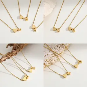 Wholesale Stainless Steel 18K Gold Plated Heart Letter Pendants Necklace Women's Casual Cute Style Jewelry All Seasons Versatile Accessory