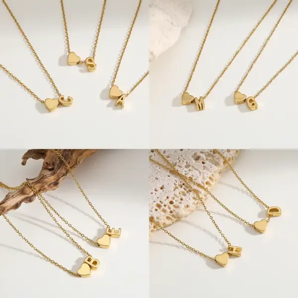 Wholesale Stainless Steel 18K Gold Plated Heart Letter Pendants Necklace Women's Casual Cute Style Jewelry All Seasons Versatile Accessory