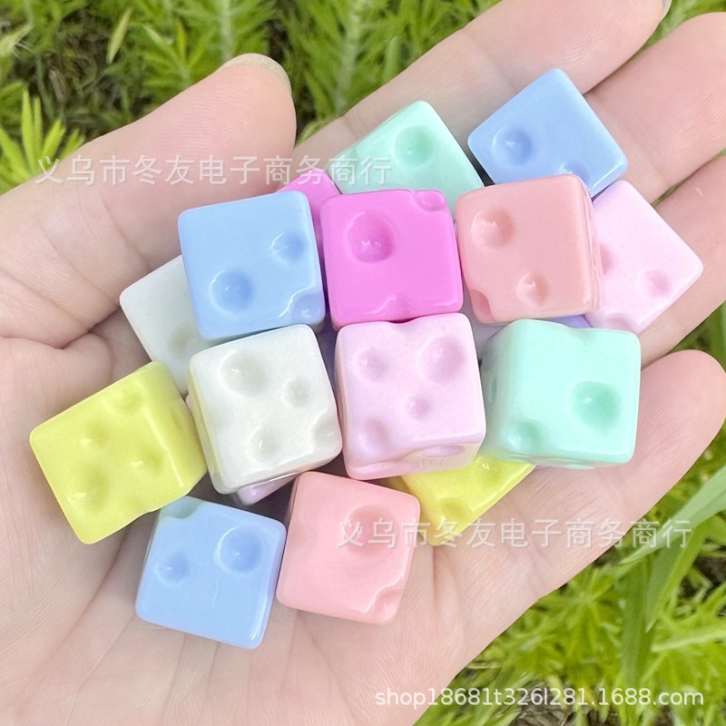 Wholesale Creamy solid colored cheese square straight hole bead