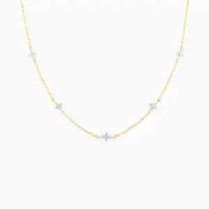 Gold color with blue flower / 18K