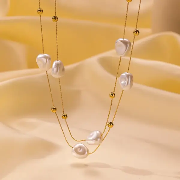 Wholesale PVD Coated Real Gold Plated 18K Gold Geometric 304 Stainless Steel Plastic Elegant Simple Style Waterproof Non Tarnish 304 Stainless Steel Necklace