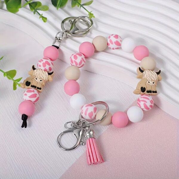 Wholesale Highland Cow Silicone Bracelet Keychain