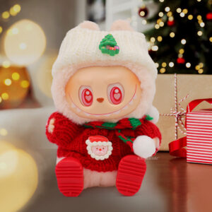 Rx283 christmas set [white hat + red sweater + red and green scarf + red shoes four-piece set (doll not included)