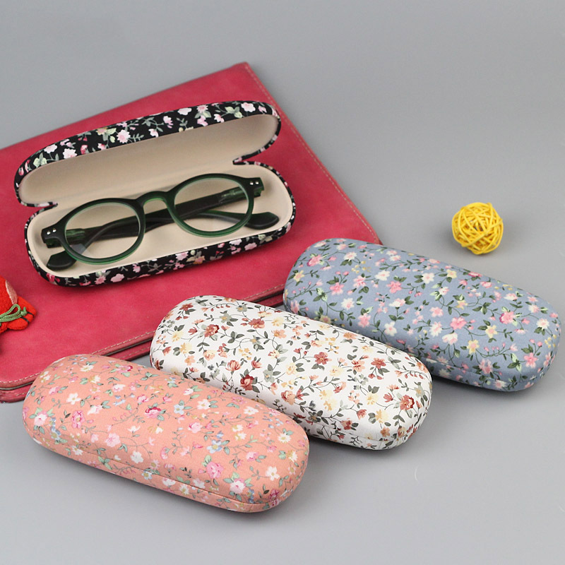 Wholesale Handmade Vintage Cotton Linen Floral Cloth Chinese Style Simple Glasses Box Cotton Cloth Floral Folding Glasses Box Pastoral Style