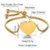 PVD Coated Real Gold Plated 18K Gold Heart 304 Stainless Steel Fashion Waterproof Non Tarnish 304 Stainless Steel Bracelets