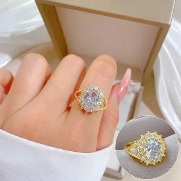 Wholesale Elegant Lady Simple Style Geometric Artificial Gemstones Titanium Steel Copper Inlay Artificial Gemstones Gold Plated Rings Earrings Necklace