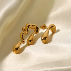 Wholesale PVD Coated Real Gold Plated Geometric 316 Stainless Steel Retro Waterproof Non Tarnish 316 Stainless Steel Ear Studs