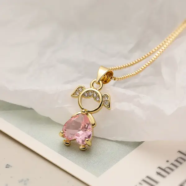 Wholesale Simple Style Commute Geometric Copper 18k Gold Plated Zircon Pendant Necklace In Bulk